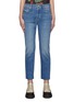 Main View - Click To Enlarge - MOTHER - ‘The Scrapper’ Medium Wash Frayed Hem Cropped Jeans