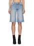 Main View - Click To Enlarge - MOTHER - The Undercover' Raw Edged Bermuda Light Washed Denim Shorts