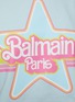  - BALMAIN - X BARBIE PINK BORDER GRAPHIC CROPPED T-SHIRT