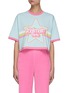 Main View - Click To Enlarge - BALMAIN - X BARBIE PINK BORDER GRAPHIC CROPPED T-SHIRT