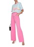 Figure View - Click To Enlarge - BALMAIN - X BARBIE PINK BORDER GRAPHIC CROPPED T-SHIRT