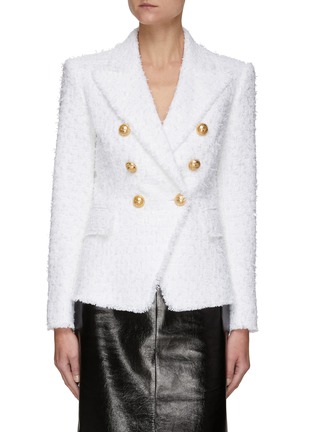 Main View - Click To Enlarge - BALMAIN - SIX BUTTON DOUBLE BREAST TWEED BLAZER