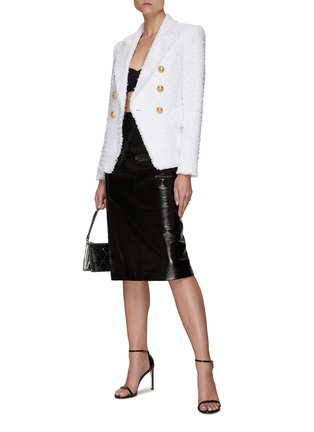 Figure View - Click To Enlarge - BALMAIN - SIX BUTTON DOUBLE BREAST TWEED BLAZER