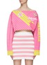Main View - Click To Enlarge - BALMAIN - X BARBIE OFF SHOULDER GRAPHIC PRINT CROPPED COTTON JERSEY T-SHIRT