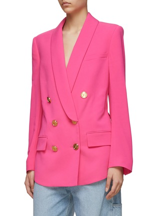 Detail View - Click To Enlarge - BALMAIN - BELTED SIX BUTTON SHAWL COLLAR CREPE BLAZER