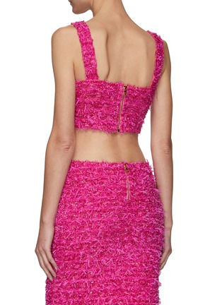 Back View - Click To Enlarge - BALMAIN - X BARBIE TWO BUTTON TWEED CROPPED TOP