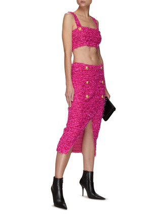 Figure View - Click To Enlarge - BALMAIN - X BARBIE TWO BUTTON TWEED CROPPED TOP