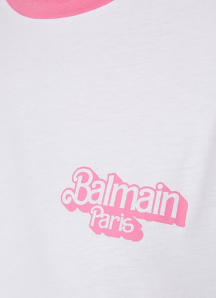  - BALMAIN - X BARBIE PINK BORDER BALMAIN LOGO T-SHIRT