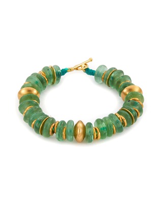 Main View - Click To Enlarge - KATERINA MAKRIYIANNI - ‘GREEN SHINE’ GOLD VERMEIL GREEN RECYCLED GLASS BEADS BRACELET