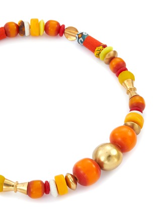 Detail View - Click To Enlarge - KATERINA MAKRIYIANNI - ‘SUNSETS’ GOLD VERMEIL RECYCLED GLASS BEADS AMBER RESIN SILK WRAPPED BEADS NECKLACE
