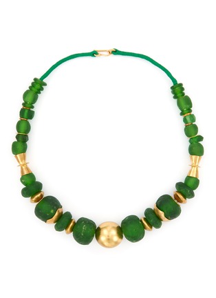Main View - Click To Enlarge - KATERINA MAKRIYIANNI - ‘BOLDY’ GOLD VERMEIL GREEN RECYCLED GLASS BEADS NECKLACE