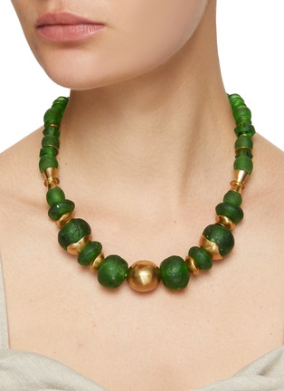 Figure View - Click To Enlarge - KATERINA MAKRIYIANNI - ‘BOLDY’ GOLD VERMEIL GREEN RECYCLED GLASS BEADS NECKLACE