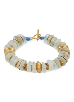 Main View - Click To Enlarge - KATERINA MAKRIYIANNI - ‘WHITE SHINE’ GOLD VERMEIL FROSTED WHITE RECYCLED GLASS BEADS BRACELET