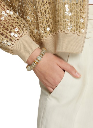 Figure View - Click To Enlarge - KATERINA MAKRIYIANNI - ‘WHITE SHINE’ GOLD VERMEIL FROSTED WHITE RECYCLED GLASS BEADS BRACELET