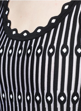 Detail View - Click To Enlarge - ALAÏA - 'Carillon' dot stripe sleeveless knit dress