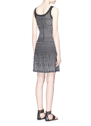 Back View - Click To Enlarge - ALAÏA - 'Carillon' dot stripe sleeveless knit dress