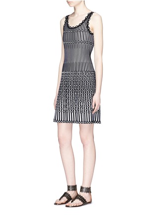 Figure View - Click To Enlarge - ALAÏA - 'Carillon' dot stripe sleeveless knit dress