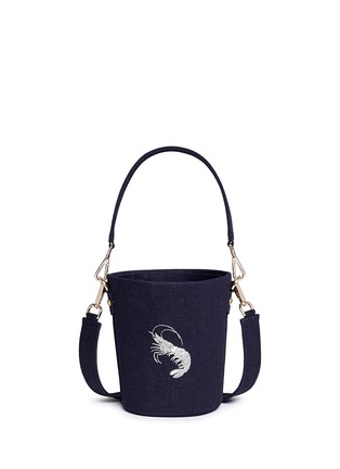 Main View - Click To Enlarge - ANGEL CHEN - Small mythical creature embroidered denim bucket bag