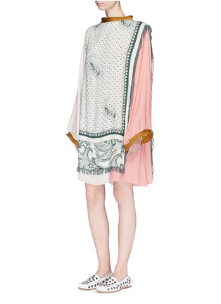 Front View - Click To Enlarge - ACNE STUDIOS - 'Buran' paisley print overlay colourblock twill top