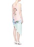 Back View - Click To Enlarge - HELEN LEE - Flying bunny print pleated asymmetric tiered dress