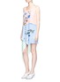 Figure View - Click To Enlarge - HELEN LEE - Flying bunny print pleated asymmetric tiered dress