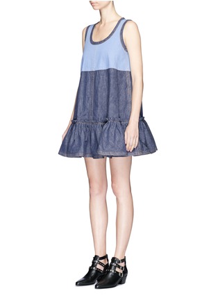 Front View - Click To Enlarge - MARC JACOBS - Ruffle sleeveless denim dress