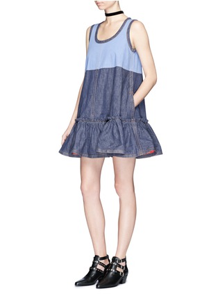 Figure View - Click To Enlarge - MARC JACOBS - Ruffle sleeveless denim dress