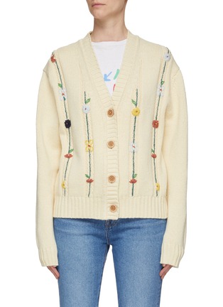 Main View - Click To Enlarge - RE/DONE - Floral embroidery drop shoulder cardigan