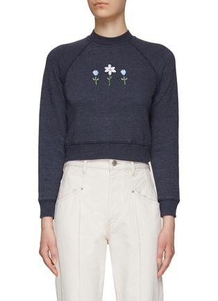Main View - Click To Enlarge - RE/DONE - SHRUNKEN FLORAL EMBROIDERY CREWNECK SWEATSHIRT
