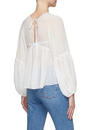 Back View - Click To Enlarge - SELF-PORTRAIT - Macramé lace square neck georgette blouse