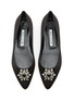 Detail View - Click To Enlarge - MANOLO BLAHNIK - ‘Cassina’ Crystal Buckle Satin Skimmer Flats