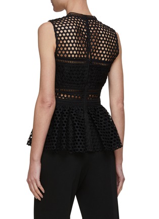 Back View - Click To Enlarge - SELF-PORTRAIT - Sleeveless guipure lace peplum top