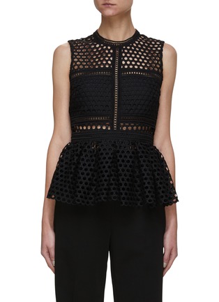 Main View - Click To Enlarge - SELF-PORTRAIT - Sleeveless guipure lace peplum top
