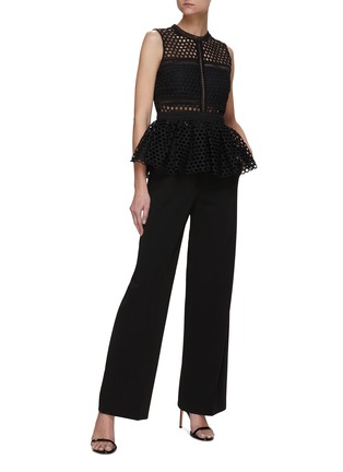 Figure View - Click To Enlarge - SELF-PORTRAIT - Sleeveless guipure lace peplum top