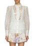 Main View - Click To Enlarge - ZIMMERMANN - ‘Danced' metallic trim scalloped placket blouse