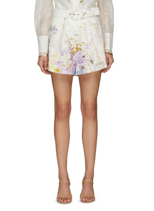 Main View - Click To Enlarge - ZIMMERMANN - ‘Rhythmic' belted floral print tuck shorts