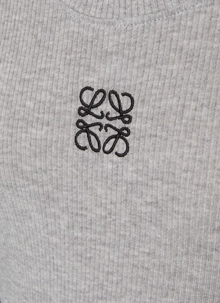  - LOEWE - ANAGRAM LOGO EMBROIDERED ROUND NECK RIBBED KNIT CROPPED TANK TOP