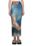 Main View - Click To Enlarge - LOEWE - ANAGRAM LOGO EMBROIDERED BLUR PRINT RIBBED KNIT TUBE MIDI SKIRT