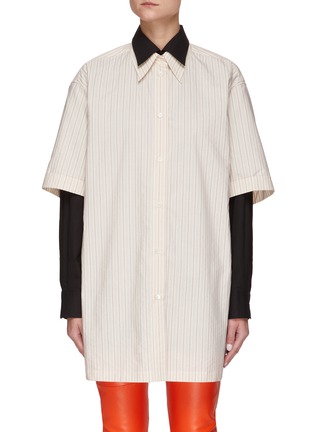 Main View - Click To Enlarge - MM6 MAISON MARGIELA - Double Layer Stripe Shirt
