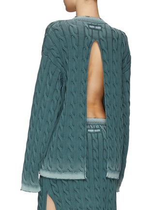 Back View - Click To Enlarge - MIU MIU - Faded hem back slit cable knit sweater