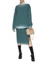 Figure View - Click To Enlarge - MIU MIU - Faded hem back slit cable knit sweater