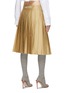 Back View - Click To Enlarge - MIU MIU - LOGO EMBROIDERED PLEATED COTTON MIDI SKIRT