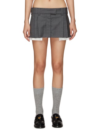 Main View - Click To Enlarge - MIU MIU - Pleated Tailored Super Mini Skirt