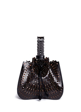 Detail View - Click To Enlarge - ALAÏA - 'New Vienne' large lasercut leather bucket bag