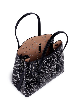 Detail View - Click To Enlarge - ALAÏA - 'Garden' small floral stud leather tote