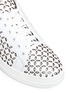 Detail View - Click To Enlarge - ALAÏA - Metallic underlay lasercut leather sneakers