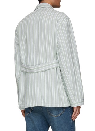 Back View - Click To Enlarge - MAISON MARGIELA - Front tie striped cotton shirt