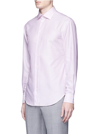 Front View - Click To Enlarge - ARMANI COLLEZIONI - Cotton basketweave shirt