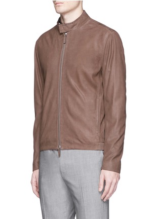 Front View - Click To Enlarge - ARMANI COLLEZIONI - Lambskin leather blouson jacket