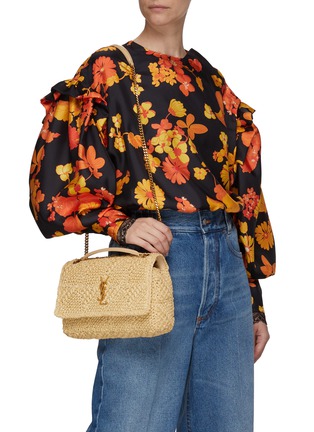 Figure View - Click To Enlarge - SAINT LAURENT - Jamie' Medium Raffia Shoulder Bag